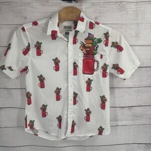 RSVLTS Shirt Mens Large Button‎ Up Short Sleeve Bloody Mary Sunday Brunch Funday